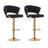 Gold round base and velvet padded seat detail on bar stool — Allure Home Collections