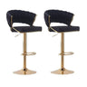 Gold round base and velvet padded seat detail on bar stool — Allure Home Collections
