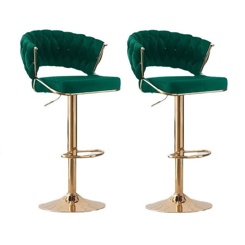 Velvet seat close-up on gold base bar stool showing padding depth — Allure Home Collections
