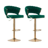 Velvet seat close-up on gold base bar stool showing padding depth — Allure Home Collections