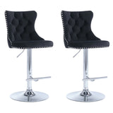 SERENITÀ Adjustable Black Velvet Bar Stools