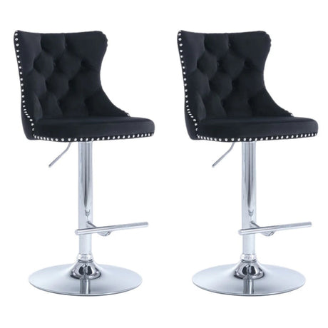 SERENITÀ Adjustable Black Velvet Bar Stools