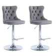 SERENITa grey velvet tufted swivel bar stools set of 2 with nailhead trim and chrome base — Allure Home Collections