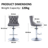 Side profile of SERENITa grey velvet bar stool showing chrome base — Allure Home Collections