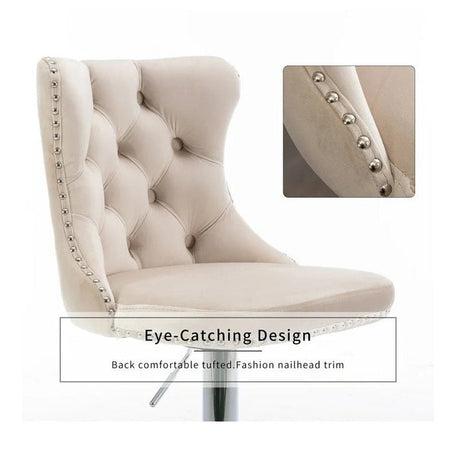 SERENITÀ Ivory Velvet Adjustable Bar Stools