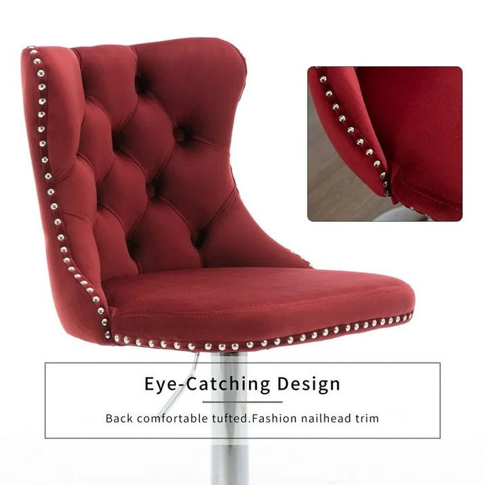 SERENITà Adjustable Red Velvet Bar Stools