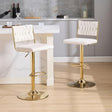 SERENITa white velvet bar stools set of 2 with braided back and gold legs — Allure Home Collections