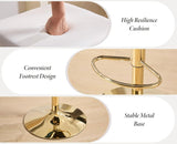 Side profile of SERENITa white velvet bar stool showing gold legs — Allure Home Collections