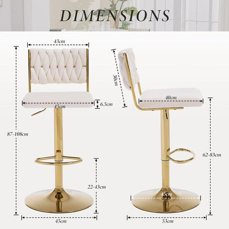 SERENITa white velvet bar stool seat close-up — Allure Home Collections
