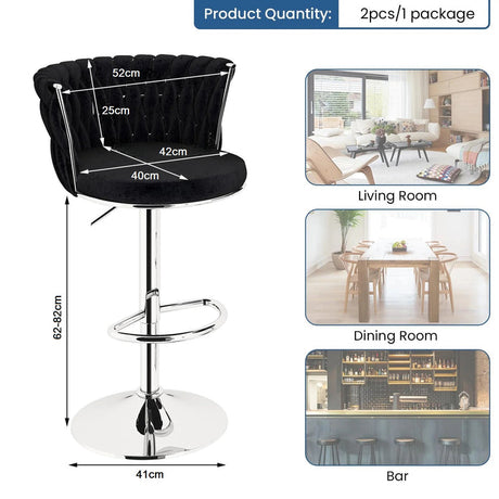 SERENITa black velvet counter stool seat close-up — Allure Home Collections