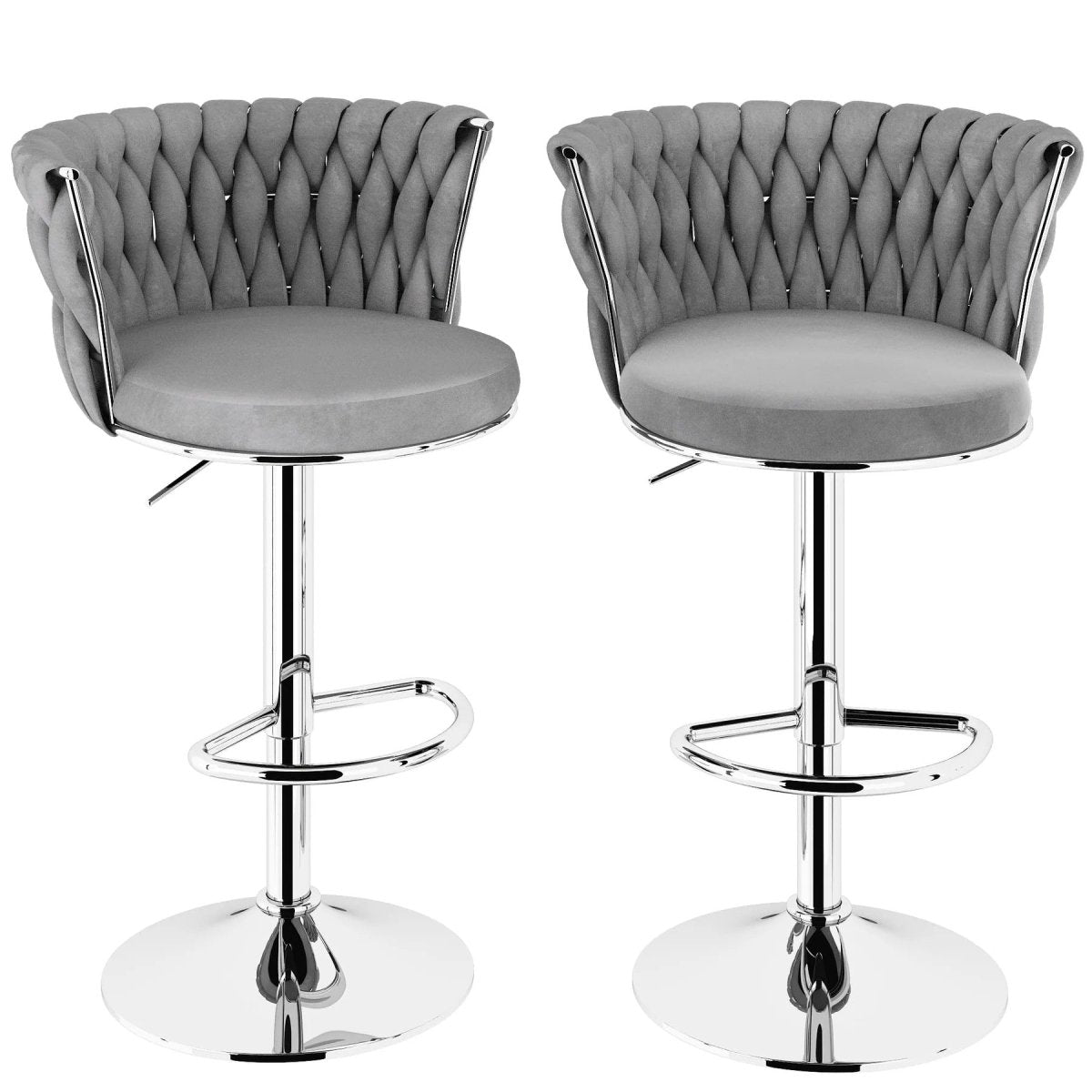 Two SERENITa black velvet counter stools at kitchen counter — Allure Home Collections