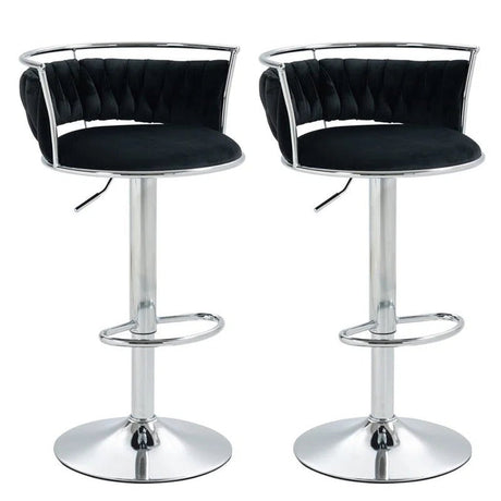 Pair of SERENITa silver velvet stools in contemporary setting — Allure Home Collections