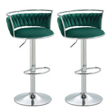Two SERENITa silver velvet counter stools at kitchen counter — Allure Home Collections