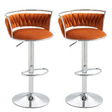 SERENITa silver velvet bar stool seat and swivel detail close-up — Allure Home Collections