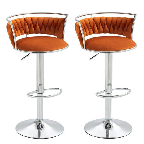 SERENITa silver velvet bar stool seat and swivel detail close-up — Allure Home Collections