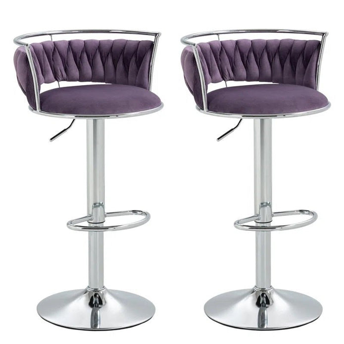 Side profile of SERENITa velvet stool showing adjustable height base — Allure Home Collections