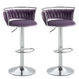 Side profile of SERENITa velvet stool showing adjustable height base — Allure Home Collections