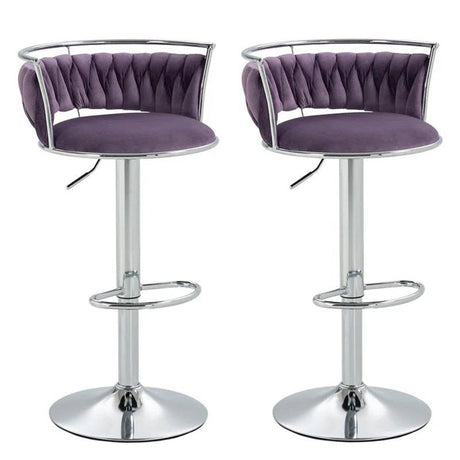 Side profile of SERENITa velvet stool showing adjustable height base — Allure Home Collections