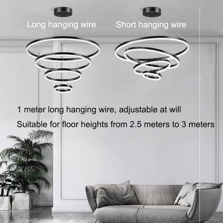 Gold Minimalist LED Ring Chandelier 4 Rings