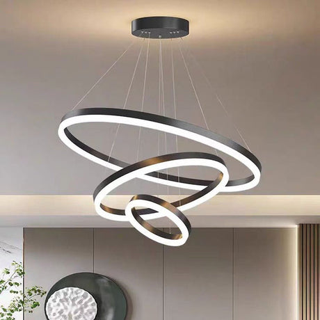 Gold Minimalist LED Ring Chandelier 4 Rings