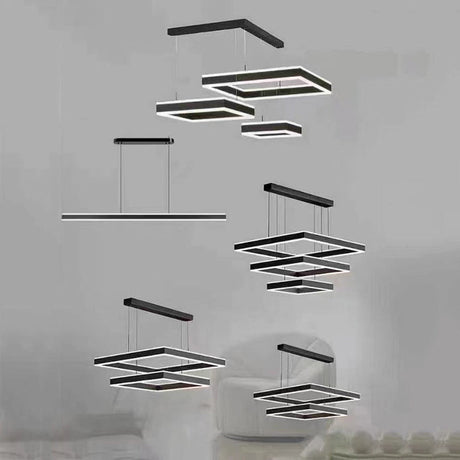 Modern Adjustable LED Square Pendant Chandelier