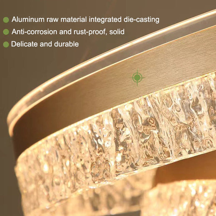 Gold 3-Ring Luxury LED Pendant Chandelier