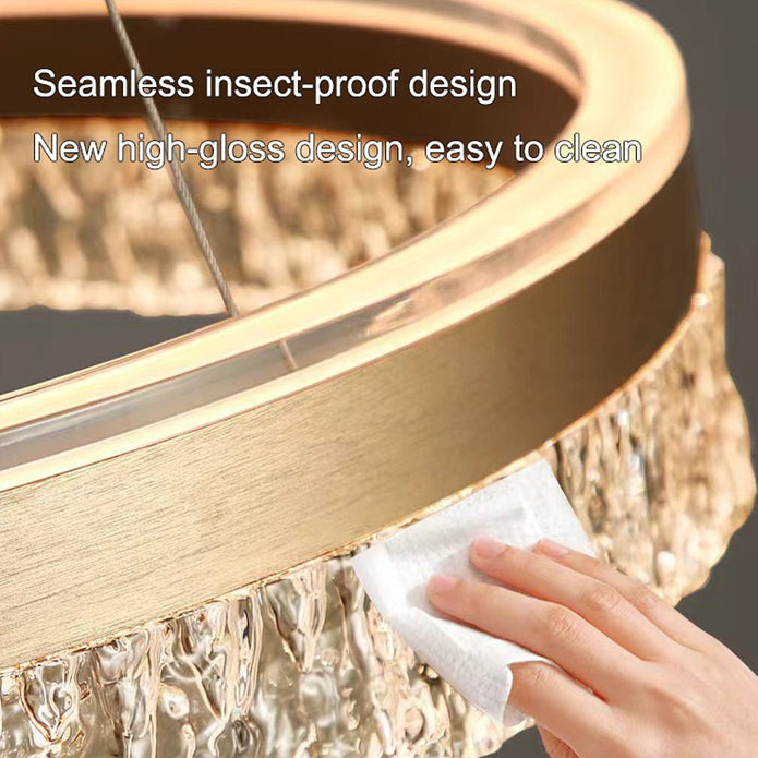 Gold 3-Ring Luxury LED Pendant Chandelier