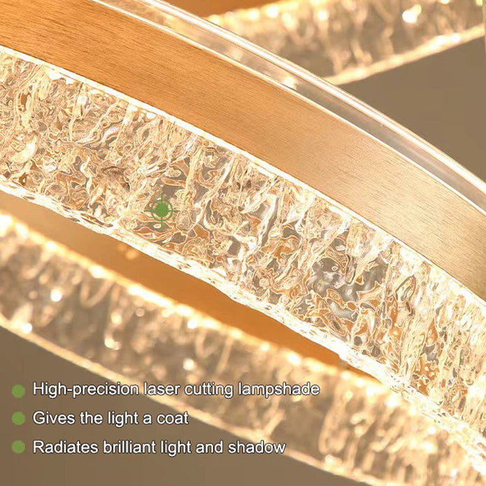 Gold 3-Ring Luxury LED Pendant Chandelier