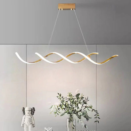 Modern Minimalist Titanium Gold LED Pendant Light 120cm
