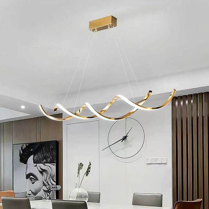 Modern Minimalist Titanium Gold LED Pendant Light 120cm