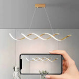 Modern Minimalist Titanium Gold LED Pendant Light 120cm