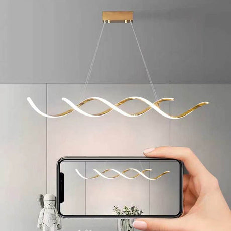 Modern Minimalist Titanium Gold LED Pendant Light 120cm