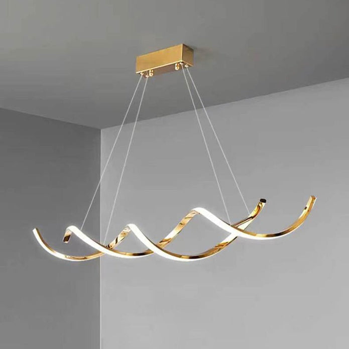 Modern Minimalist Titanium Gold LED Pendant Light 120cm
