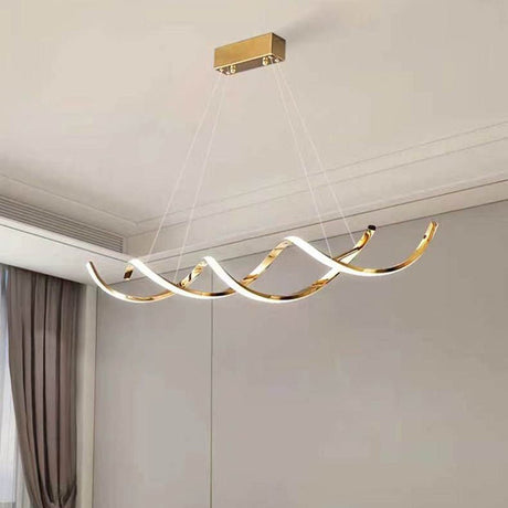 Modern Minimalist Titanium Gold LED Pendant Light 120cm