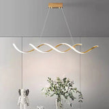 Modern Minimalist Titanium Gold LED Pendant Light 150cm