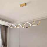 Modern Minimalist Titanium Gold LED Pendant Light 150cm