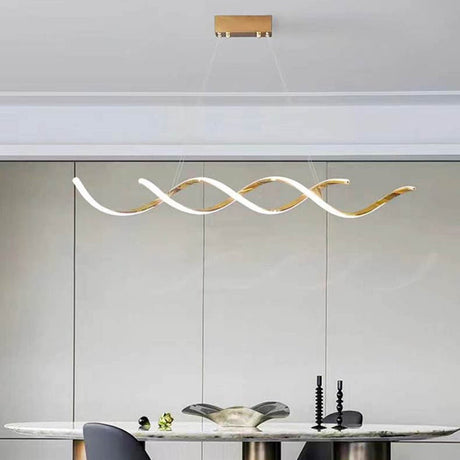 Modern Minimalist Titanium Gold LED Pendant Light 150cm