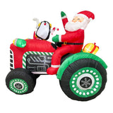 Festive Inflatable Santa and Penguin Scene