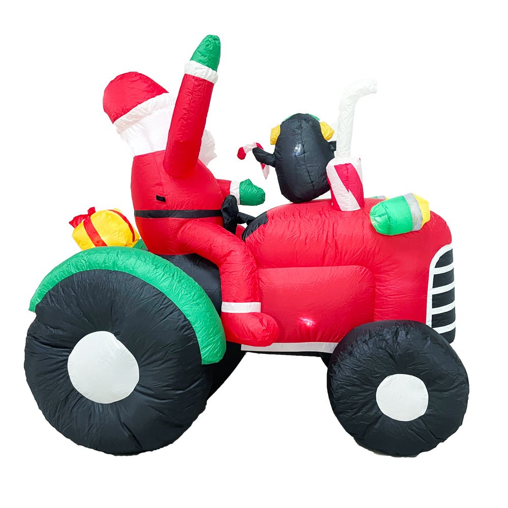 Festive Inflatable Santa and Penguin Scene
