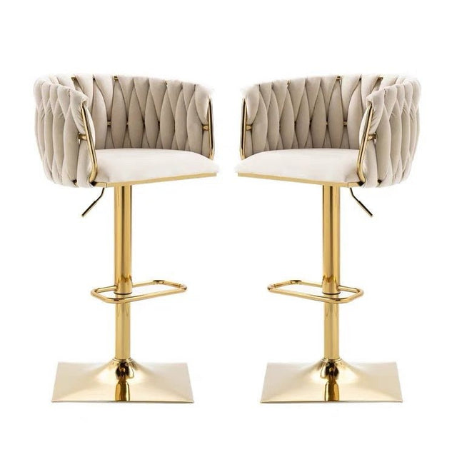 SERENITÀ Adjustable Velvet Bar Stools - Set of 2