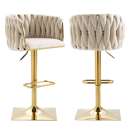 SERENITÀ Adjustable Velvet Bar Stools - Set of 2