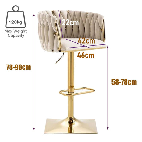 SERENITÀ Adjustable Velvet Bar Stools - Set of 2