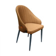 Flaxman Valley brown faux leather tufted dining armchair with arms