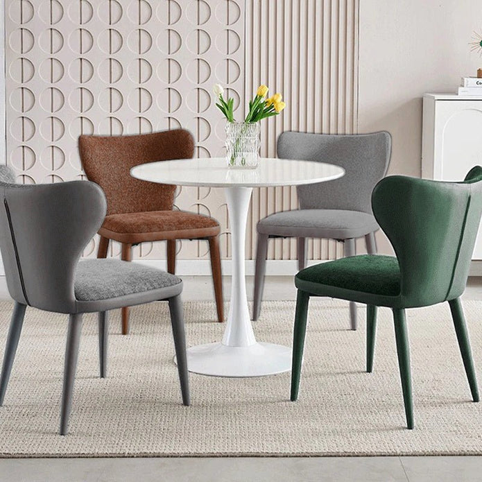 Moculta brown faux leather and flannel dining chair in a modern dining room