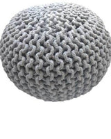 Hand-Knitted Braided Cotton Pouffe Round Floor Cushion Blue Blush Pink or Grey — Allure Home Collections