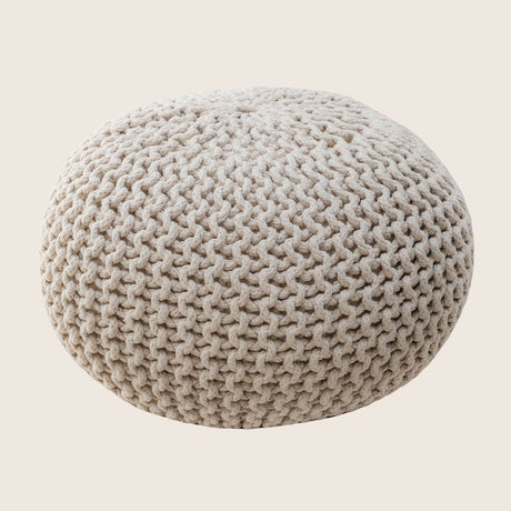 Hand-Knitted Braided Cotton Pouffe Round Floor Cushion Blue Blush Pink or Grey — Allure Home Collections