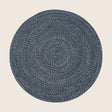 Navy and white braided reversible round rug in recycled cotton, 120cm diameter
