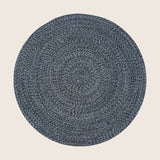 Navy and white braided reversible round rug in recycled cotton, 120cm diameter