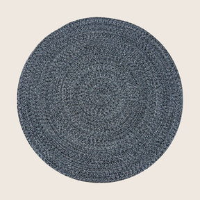 Navy and white braided reversible round rug in recycled cotton, 120cm diameter