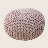 Hand-Knitted Braided Cotton Pouffe Round Floor Cushion Blue Blush Pink or Grey — Allure Home Collections